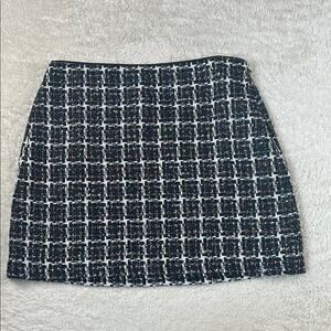 LOFT checked confetti black and white tweed mini skirt, NWT size 12